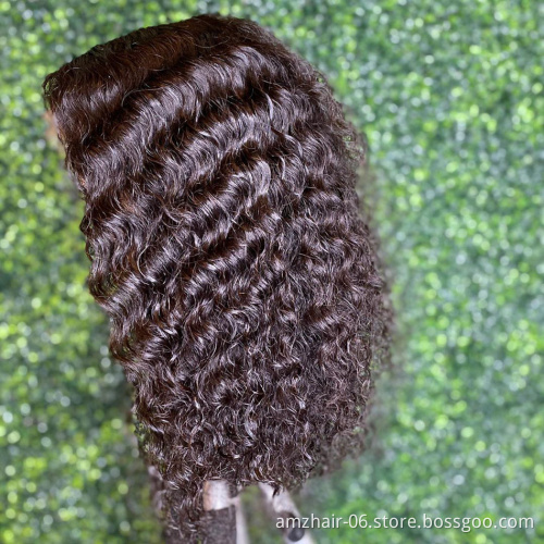 Raw Brazilian Virgin Hair Hd Full Lace Frontal Deep Wave Bob Wig Wholesale Swiss Transparent Lace Front Human Hair Wig Vendor